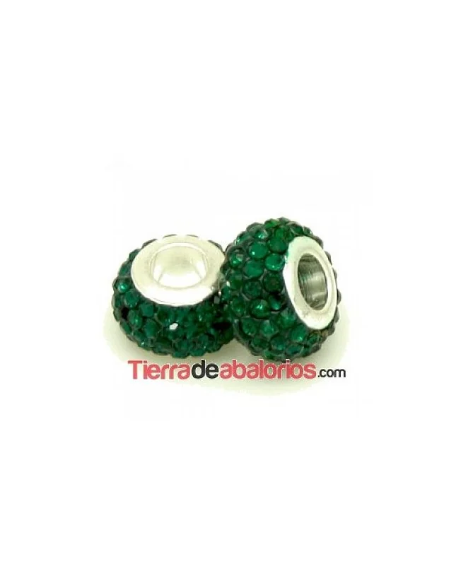 Bola Rondel con Casquilla 12x8mm Agujero 4mm Esmeralda