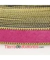Tira de Serraje Afelpado 15mm Fucsia con Cadena Dorada(20cm)