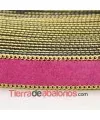 Tira de Serraje Afelpado 15mm Fucsia con Cadena Dorada(20cm)