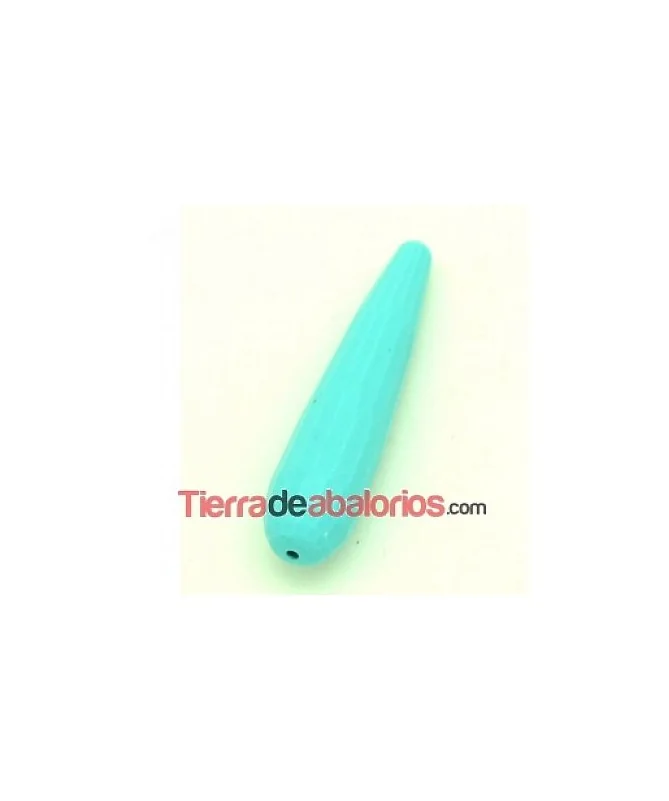 Turquesa Gota Facetada de 40x10mm Agujero 1mm
