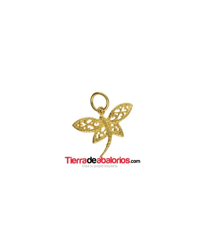 Colgante Libelula 19x25mm, Plata Baño de Oro