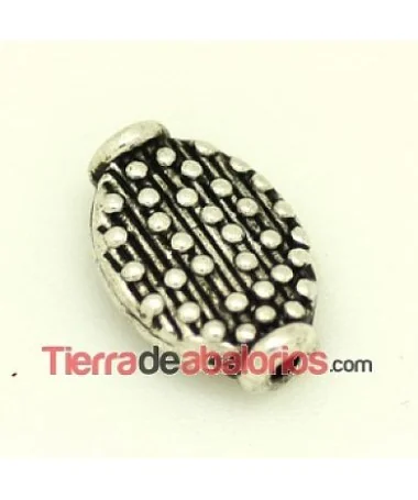 Entrepieza Adorno Puntos de 12x8mm Agujero 1.3mm, Plateada Entrepieza Adorno Puntos de 12x8mm Agujero 1.3mm, Plateada