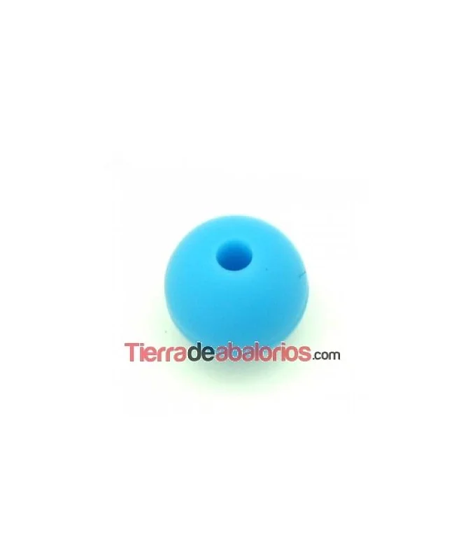 Bola de Caucho 10mm Agujero 2mm Aguamarina Fluorescente