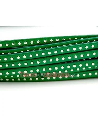 Cuero Plano Crispalino 5mm, Verde con Remaches (metro) Cuero Plano Crispalino 5mm, Verde con Remaches (metro)