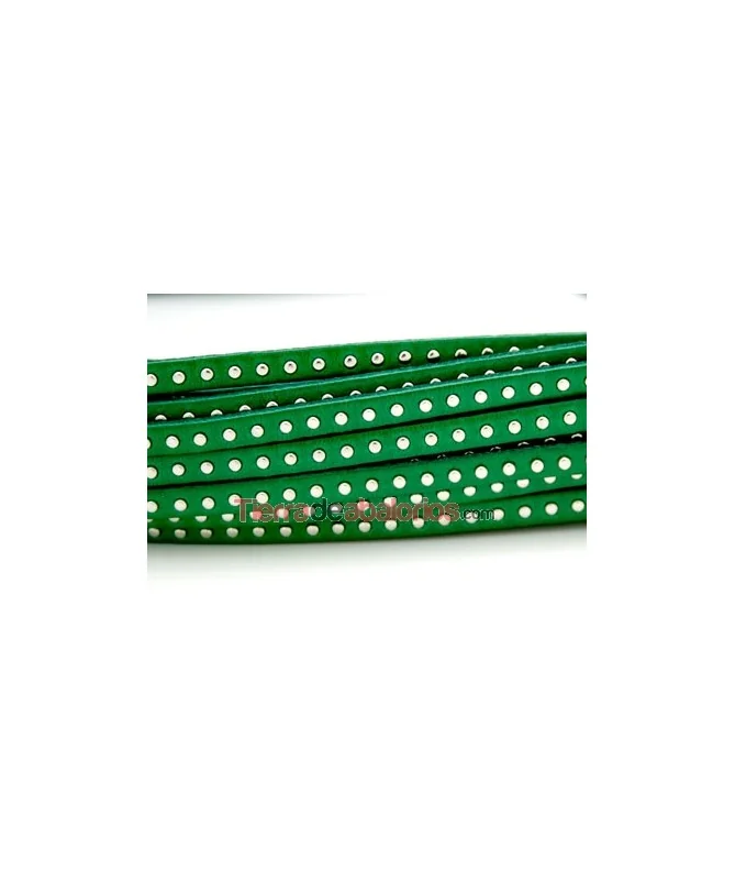 Cuero Plano Crispalino 5mm, Verde con Remaches (metro)