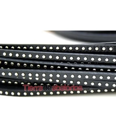 Cuero Plano Crispalino 5mm, Negra con Remaches (20cm)
