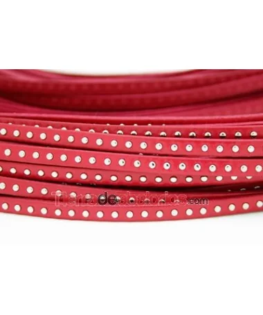 Cuero Plano Crispalino 5mm, Fucsia con Remaches (metro)
