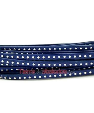 Cuero Plano Crispalino 5mm, Azul con Remaches (metro)