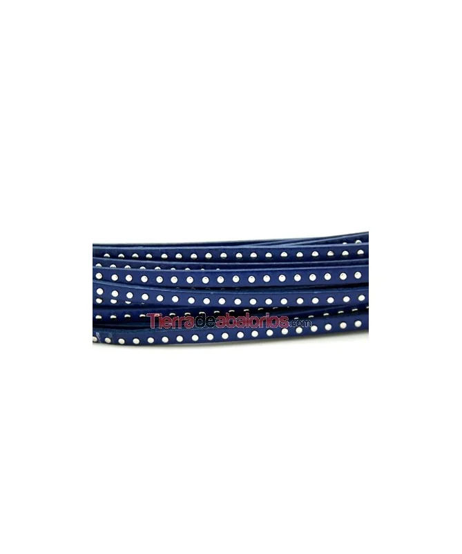 Cuero Plano Crispalino 5mm, Azul con Remaches (metro)