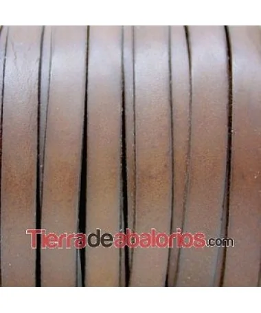 Cuero Plano Vaquetilla 13x2mm, Bruciato Marrón