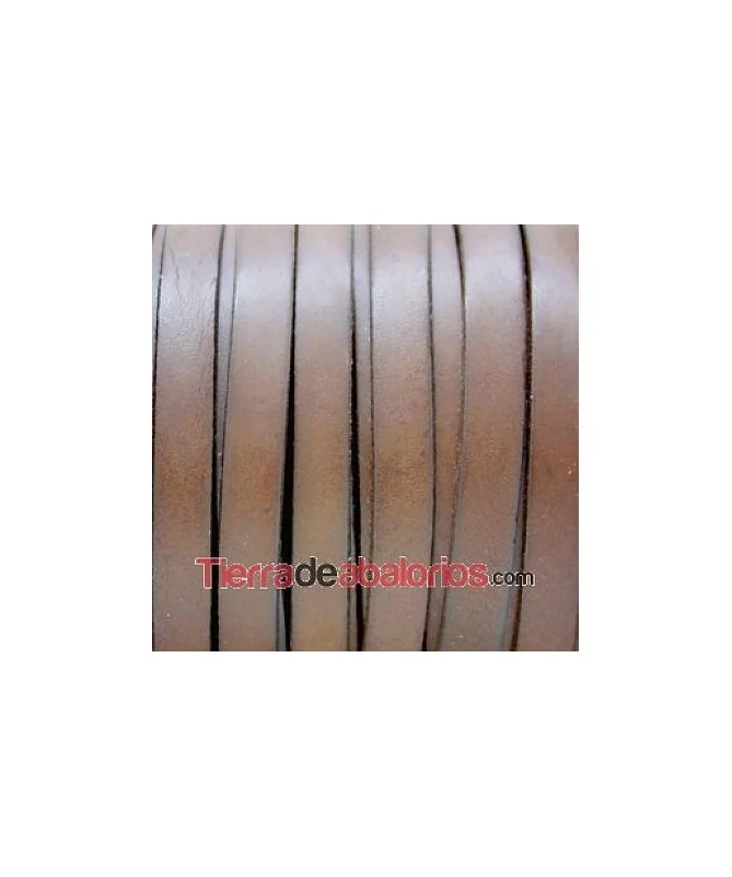 Cuero Plano Vaquetilla 13x2mm, Bruciato Marrón
