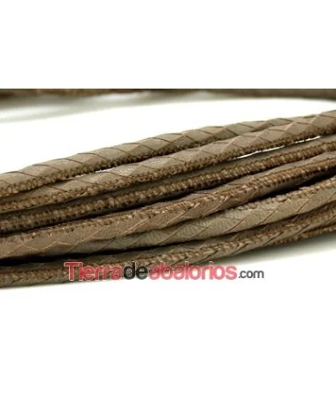 Cuero Napa Trenzado Cosido 5mm Marrón