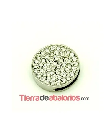 Pasador Redondo 22mm Agujero 18x2mm con Swarovski, Plateado