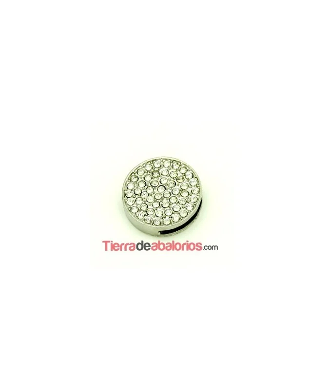 Pasador Redondo 22mm Agujero 18x2mm con Swarovski, Plateado