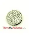 Pasador Redondo 22mm Agujero 18x2mm con Swarovski, Plateado