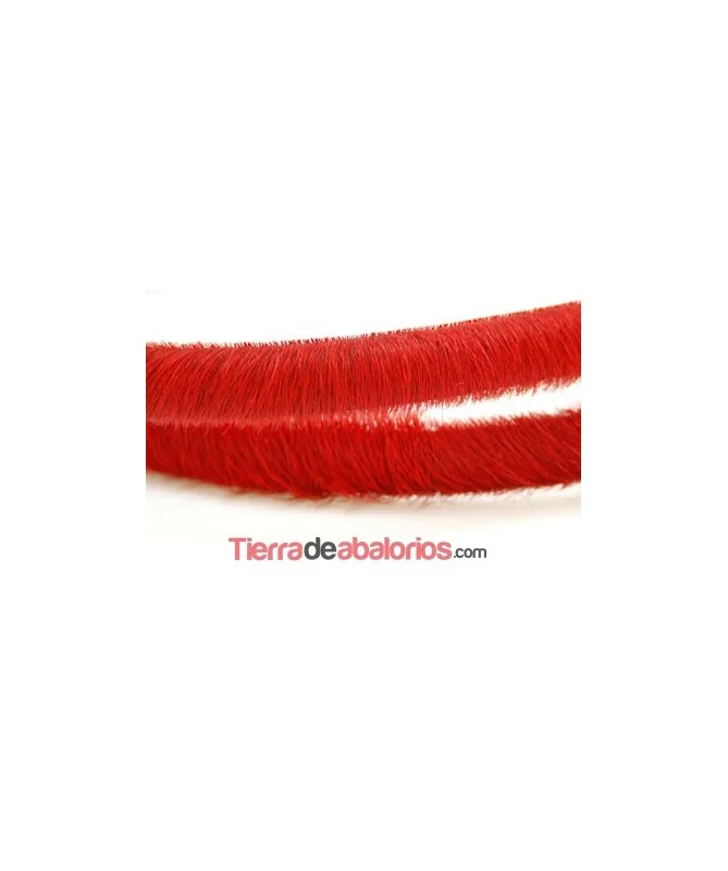 Tira de Media Caña 10x5mm Piel de Potro Roja