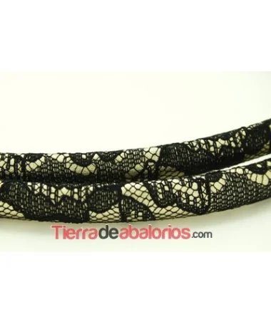 Tira de Media Caña Dorada con Puntilla Negra