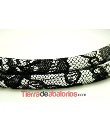 Tira de Media Caña Plateada con Puntilla Negra