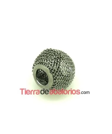 Bola Rondel Tejido Metálico 14x11mm Agujero 5mm