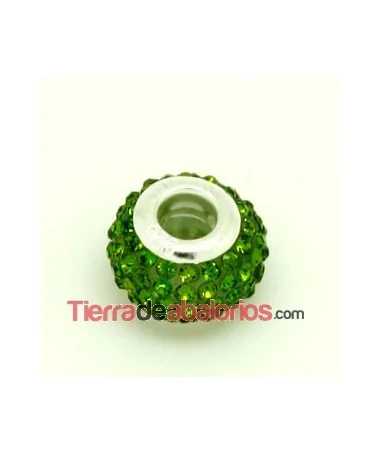 Rondel 14x10mm Agujero 5mm con Swarovski Olivine