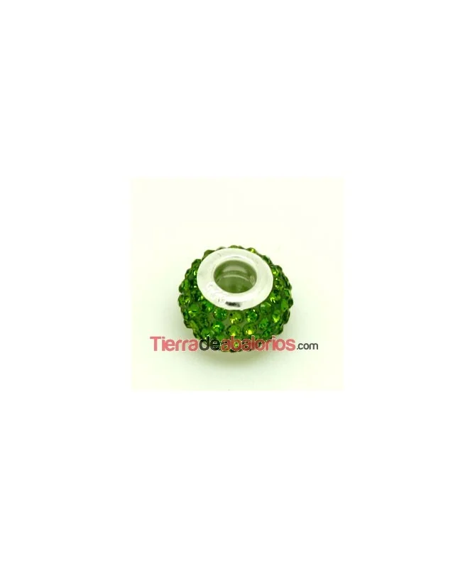 Rondel 14x10mm Agujero 5mm con Swarovski Olivine