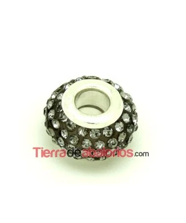 Rondel 14x10mm Agujero 5mm con Swarovski Black Diamond
