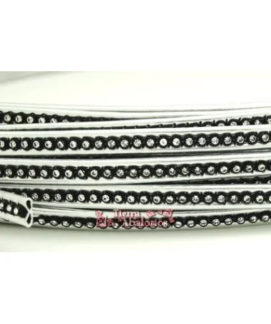 Tira de Polipiel 9mm Plateada con Borde de Chatones Swarovsk