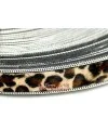 Tira de Piel de Potro 20mm Leopardo, Cadena Plateada (metro)