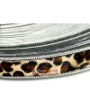 Tira de Piel de Potro 20mm Leopardo, Cadena Plateada (20cm)