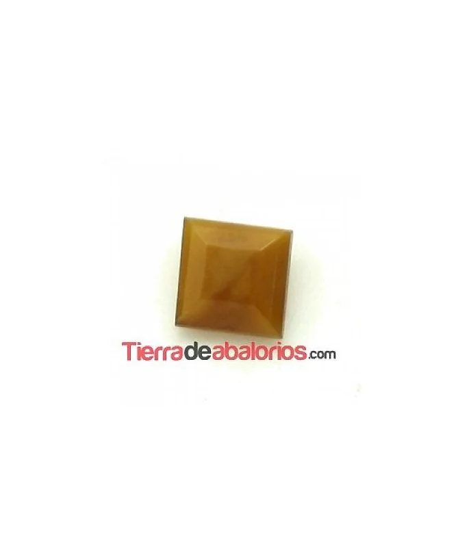 Cabujón Cristal Facetado 8x8mm Marrón