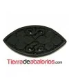 Jade Oval Tallado Flores 47x26mm Negro Teñido