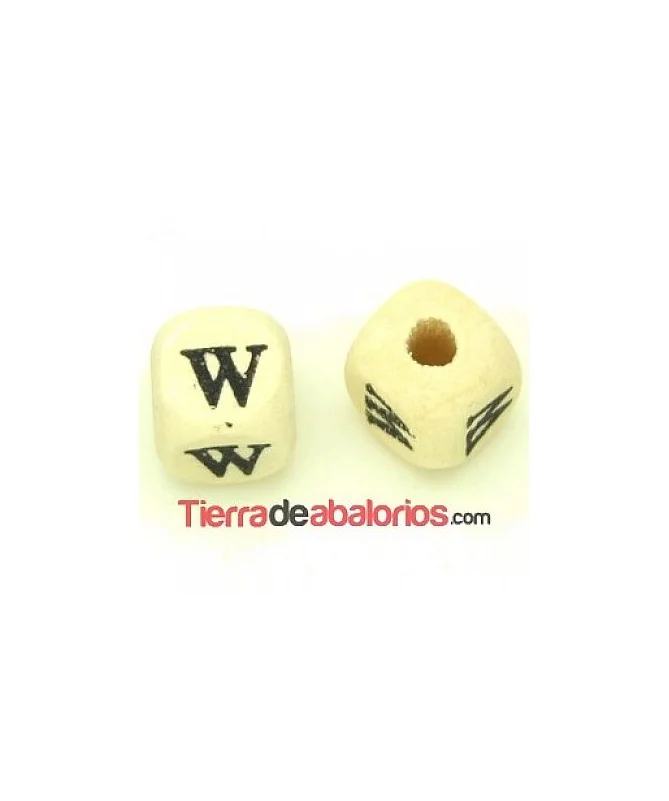 Cubo de Madera 10mm Agujero 3mm Letra W