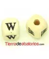 Cubo de Madera 10mm Agujero 3mm Letra W