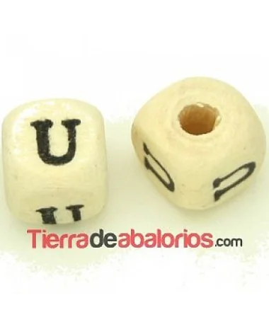 Cubo de Madera 10mm Agujero 3mm Letra U Cubo de Madera 10mm Agujero 3mm Letra U