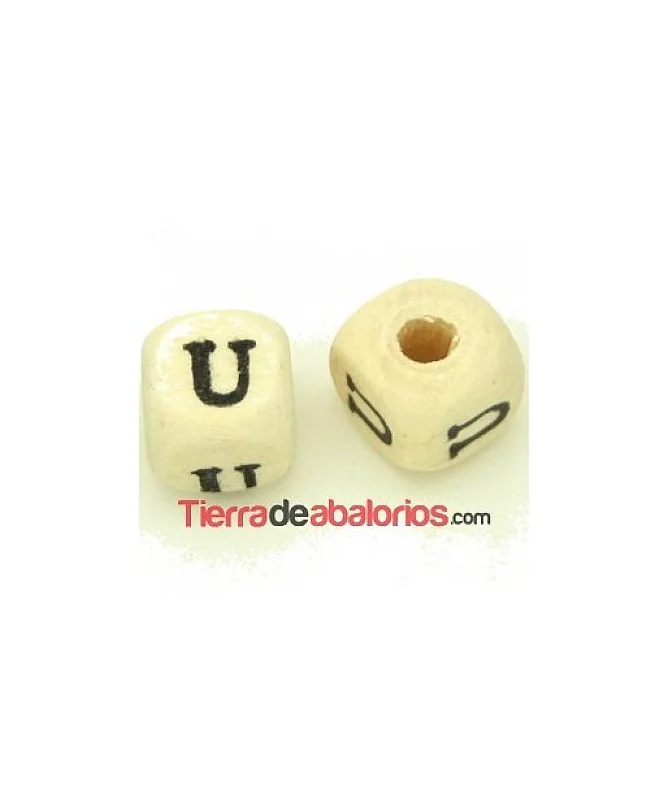 Cubo de Madera 10mm Agujero 3mm Letra U