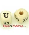 Cubo de Madera 10mm Agujero 3mm Letra U