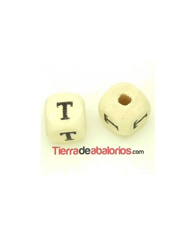Cubo de Madera 10mm Agujero 3mm Letra T