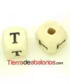 Cubo de Madera 10mm Agujero 3mm Letra T