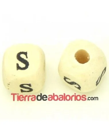 Cubo de Madera 10mm Agujero 3mm Letra S Cubo de Madera 10mm Agujero 3mm Letra S