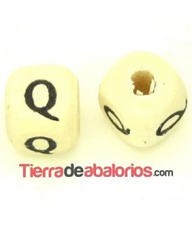 Cubo de Madera 10mm Agujero 3mm Letra Q