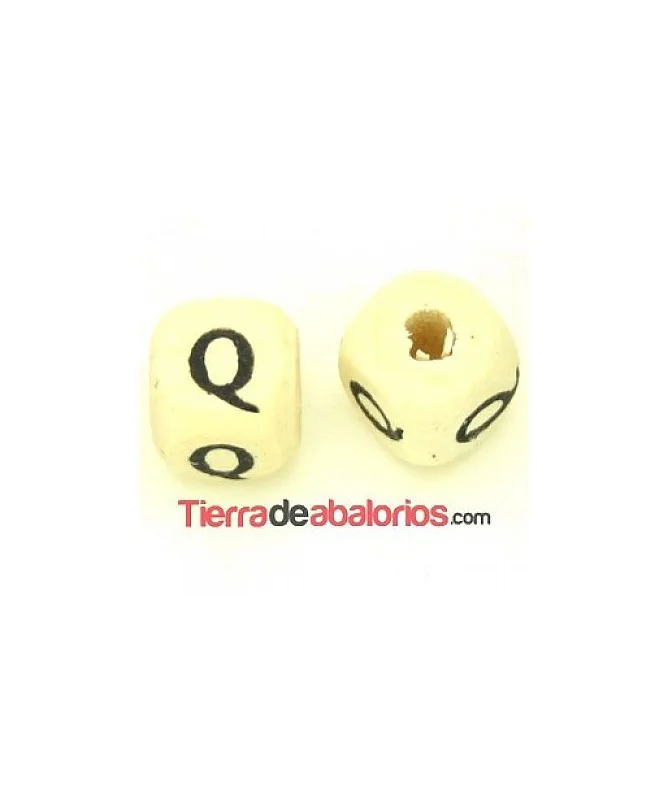 Cubo de Madera 10mm Agujero 3mm Letra Q