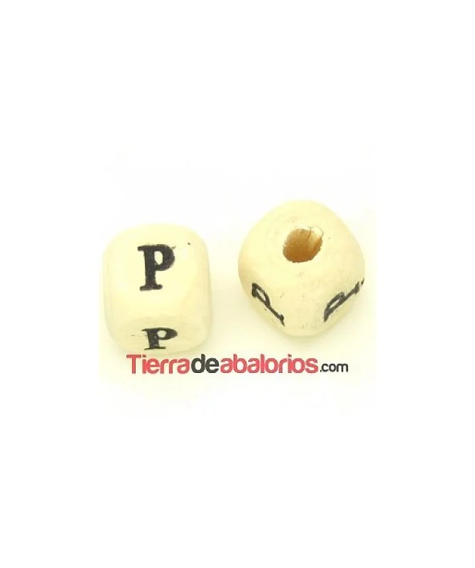 Cubo de Madera 10mm Agujero 3mm Letra P