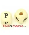 Cubo de Madera 10mm Agujero 3mm Letra P