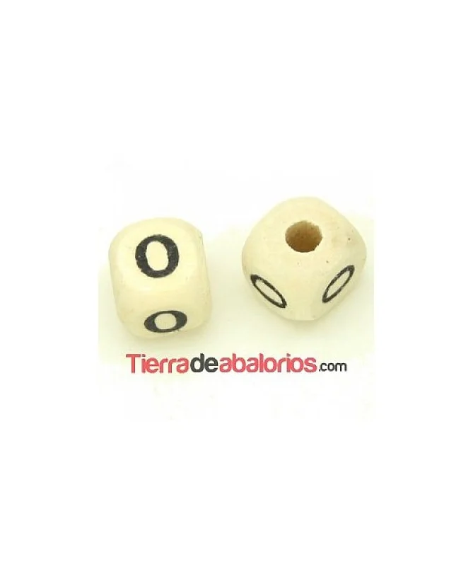 Cubo de Madera 10mm Agujero 3mm Letra O