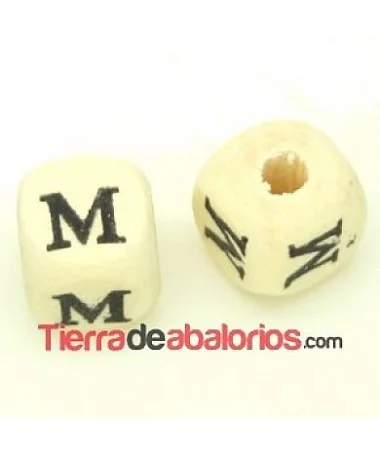 Cubo de Madera 10mm Agujero 3mm Letra M