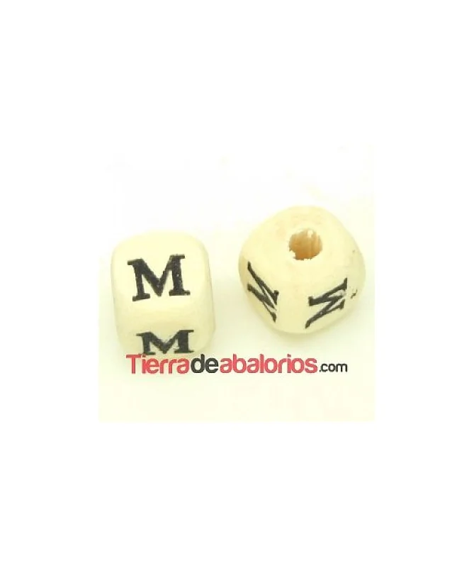 Cubo de Madera 10mm Agujero 3mm Letra M