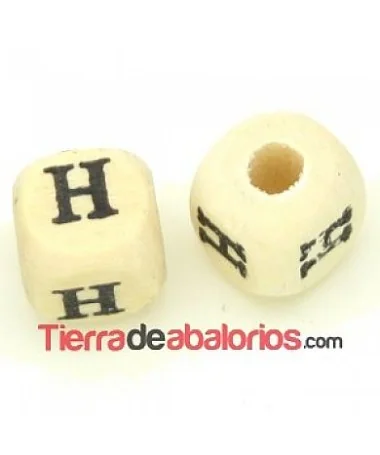 Cubo de Madera 10mm Agujero 3mm Letra H
