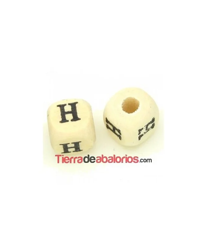 Cubo de Madera 10mm Agujero 3mm Letra H
