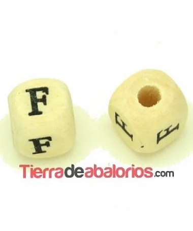 Cubo de Madera 10mm Agujero 3mm Letra F Cubo de Madera 10mm Agujero 3mm Letra F
