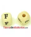Cubo de Madera 10mm Agujero 3mm Letra F